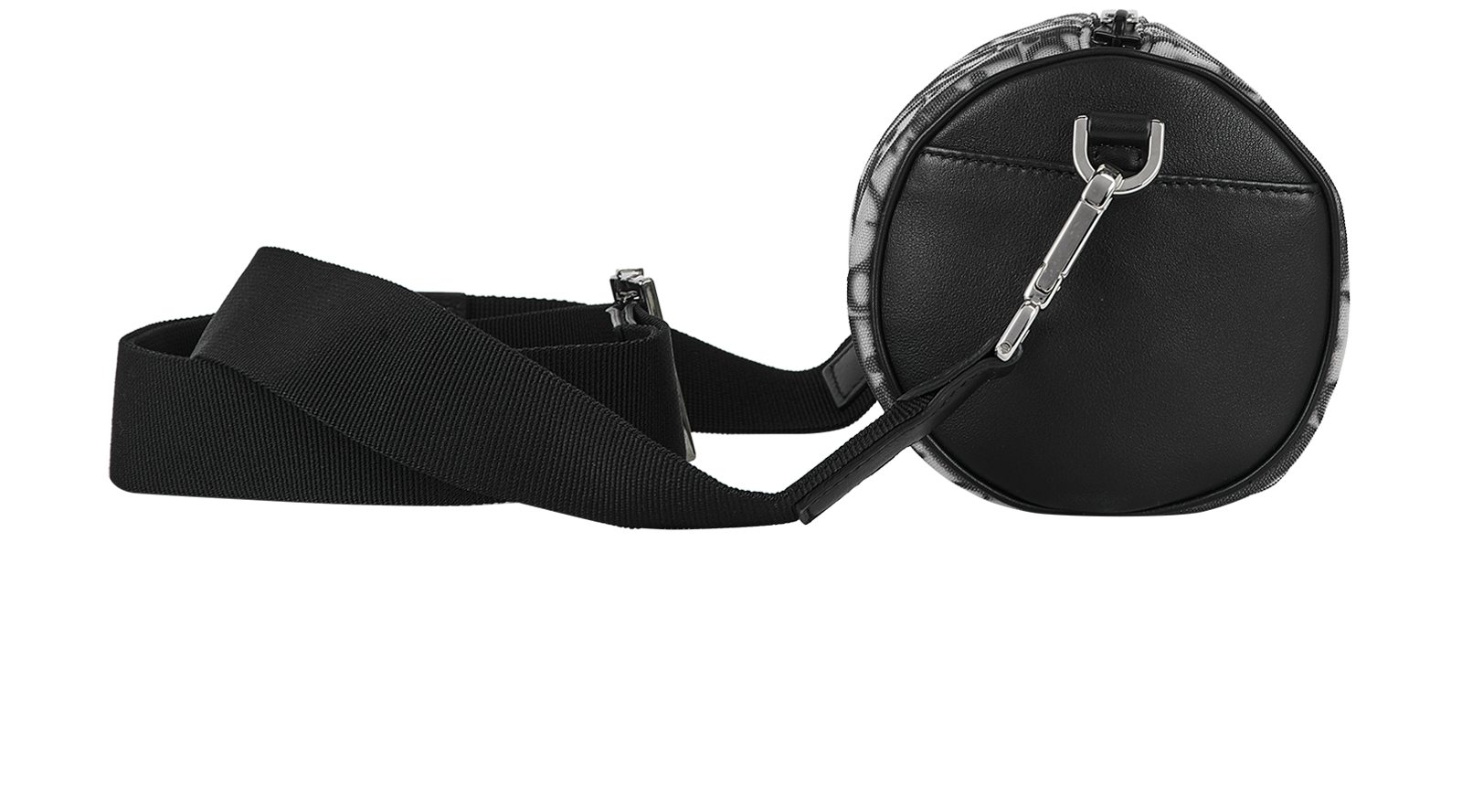 Roller Crossbody, &pound;595, Handbags, Black/Grey/White, Leather/Nylon, Side view